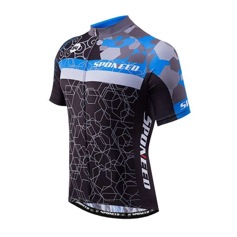 sponeed Road Bike Jersey for Men Bicycle Riding Shirt Cyclist Short Sleeved Mountain Tops US XXXL Blue - Image 1